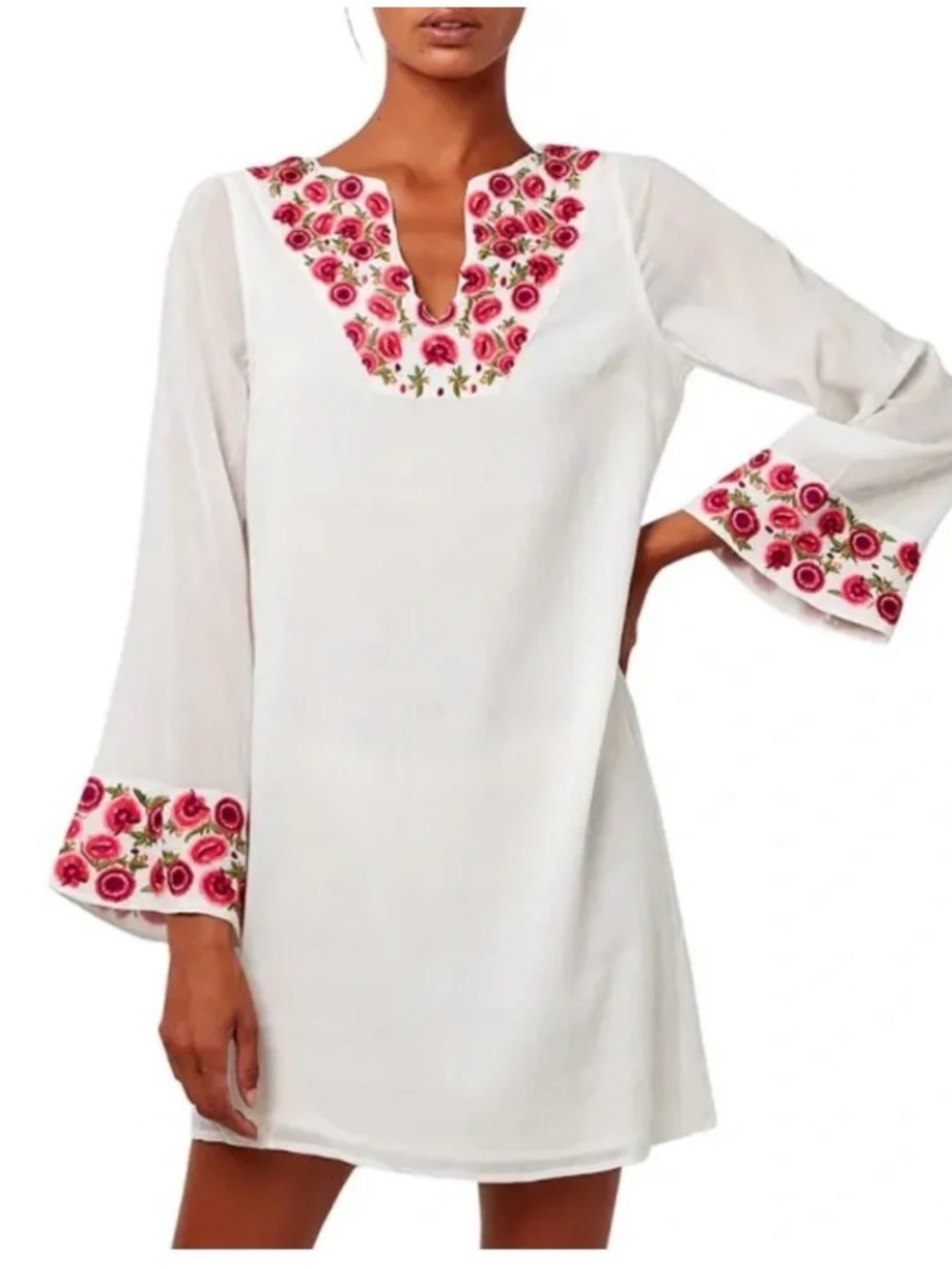 Astars “Abalone Shirtdress” with floral embroidery